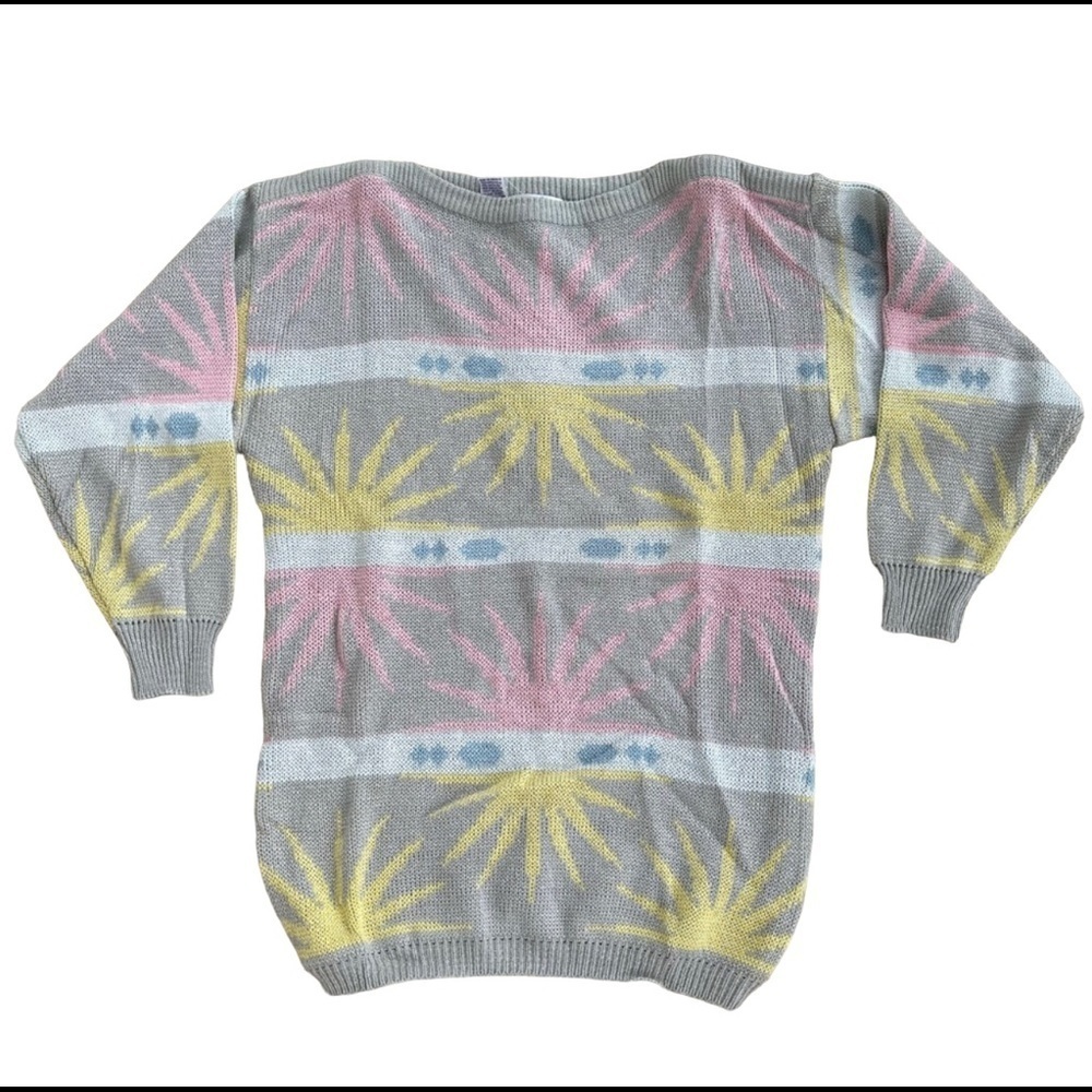 Vintage‎ Grey Printed Knitted Crewneck Sweater
